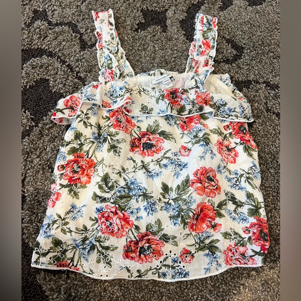 American Eagle Floral Dressy Tank Top